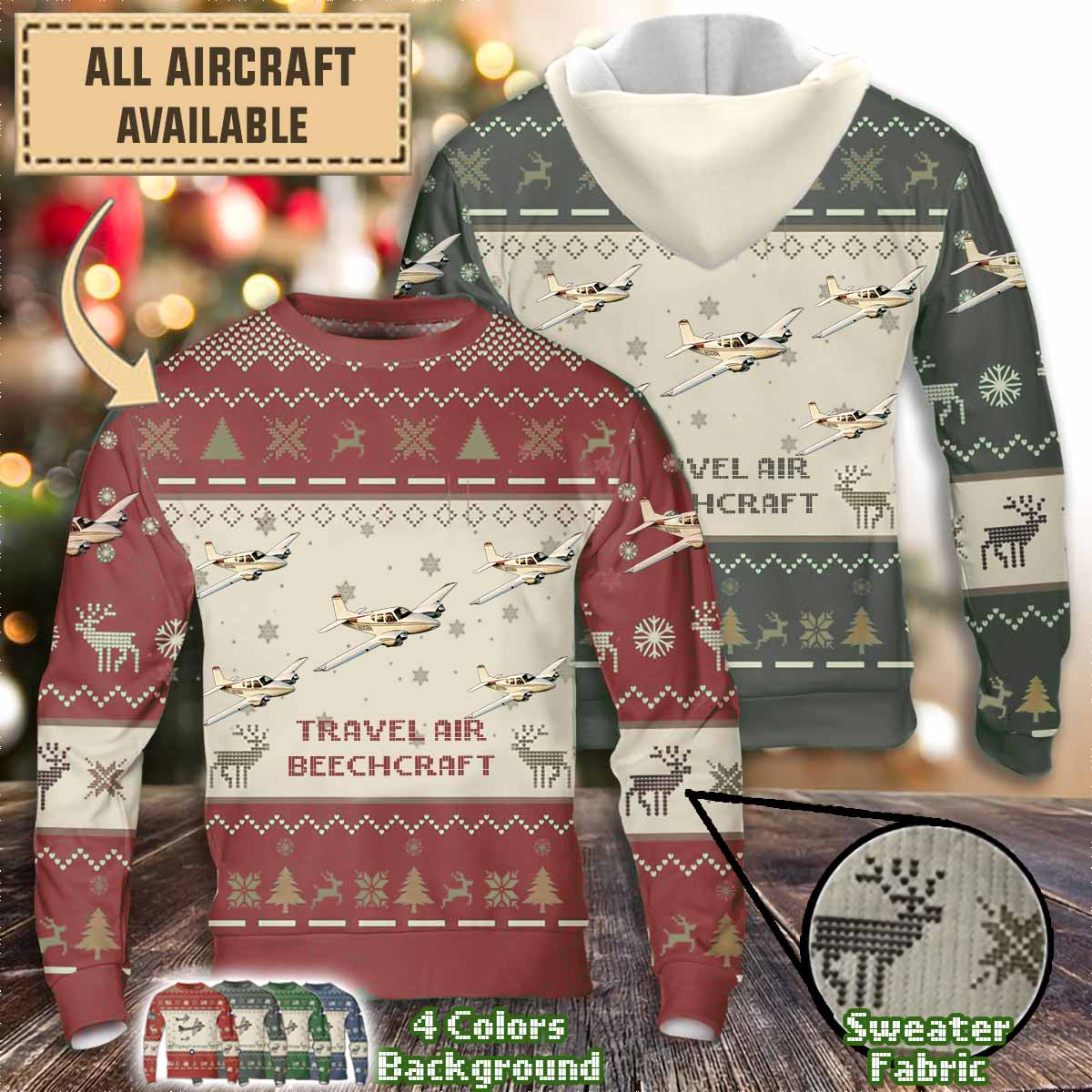 beechcraft travel air aircraft sweater dielk