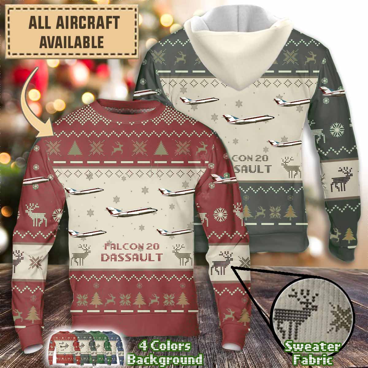 dassault falcon 20aircraft sweater zzb3j