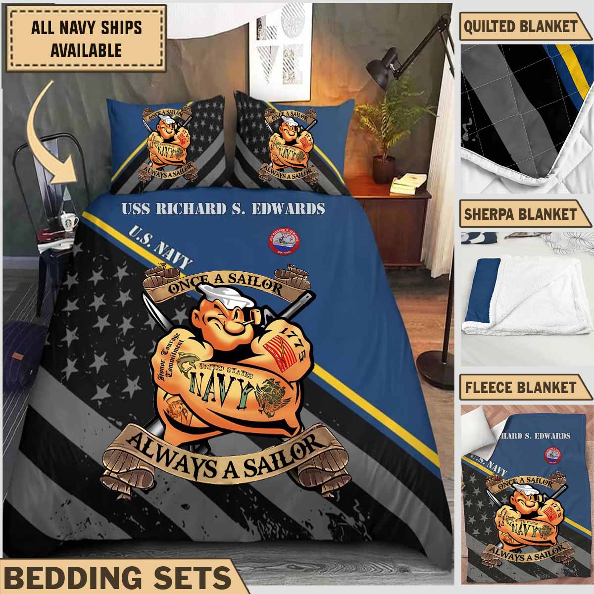 uss richard s edwards dd 950bedding collection 3kgg5