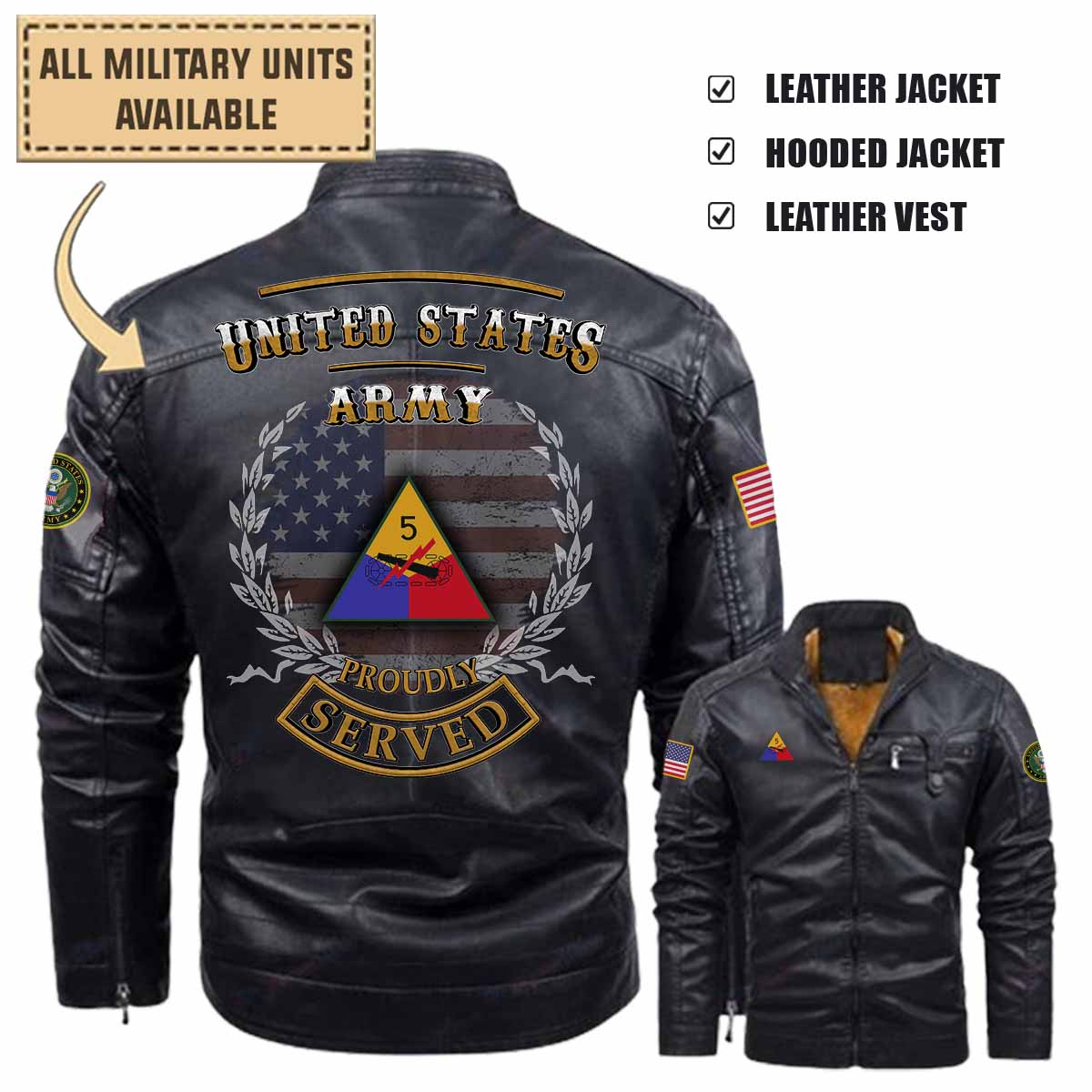 5th AD 5th Armored Division_Leather Jacket and Vest