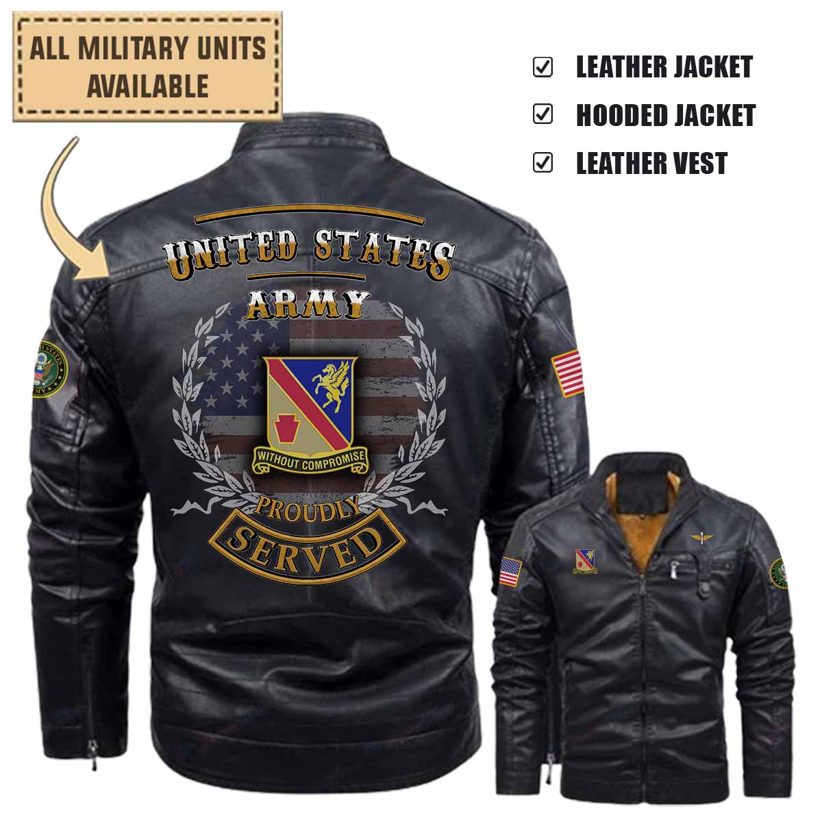 628th asb 628th aviation support battalionleather jacket and vest 0b0bq