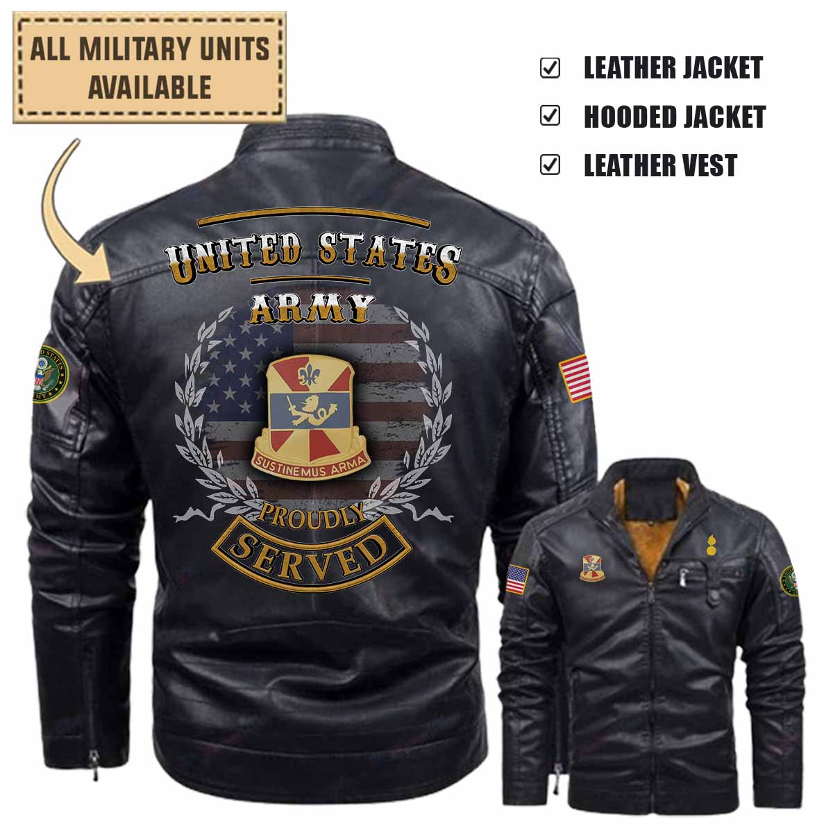 738th maint bn 738th maintenance battalionleather jacket and vest bkf0y