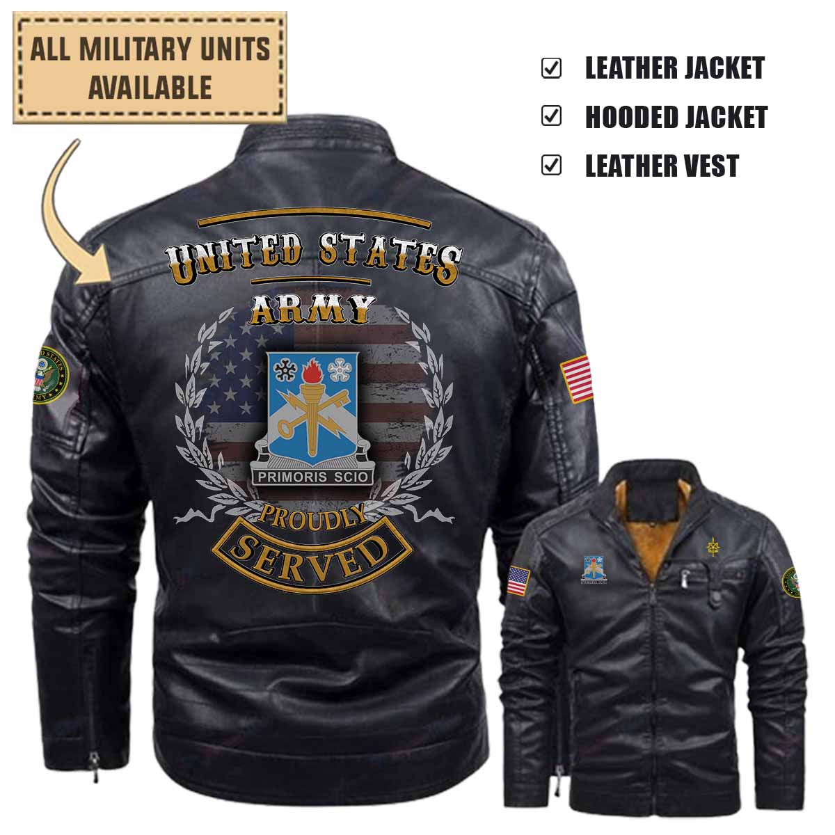 741st mi bn 741st military intelligence battalionleather jacket and vest 1u487