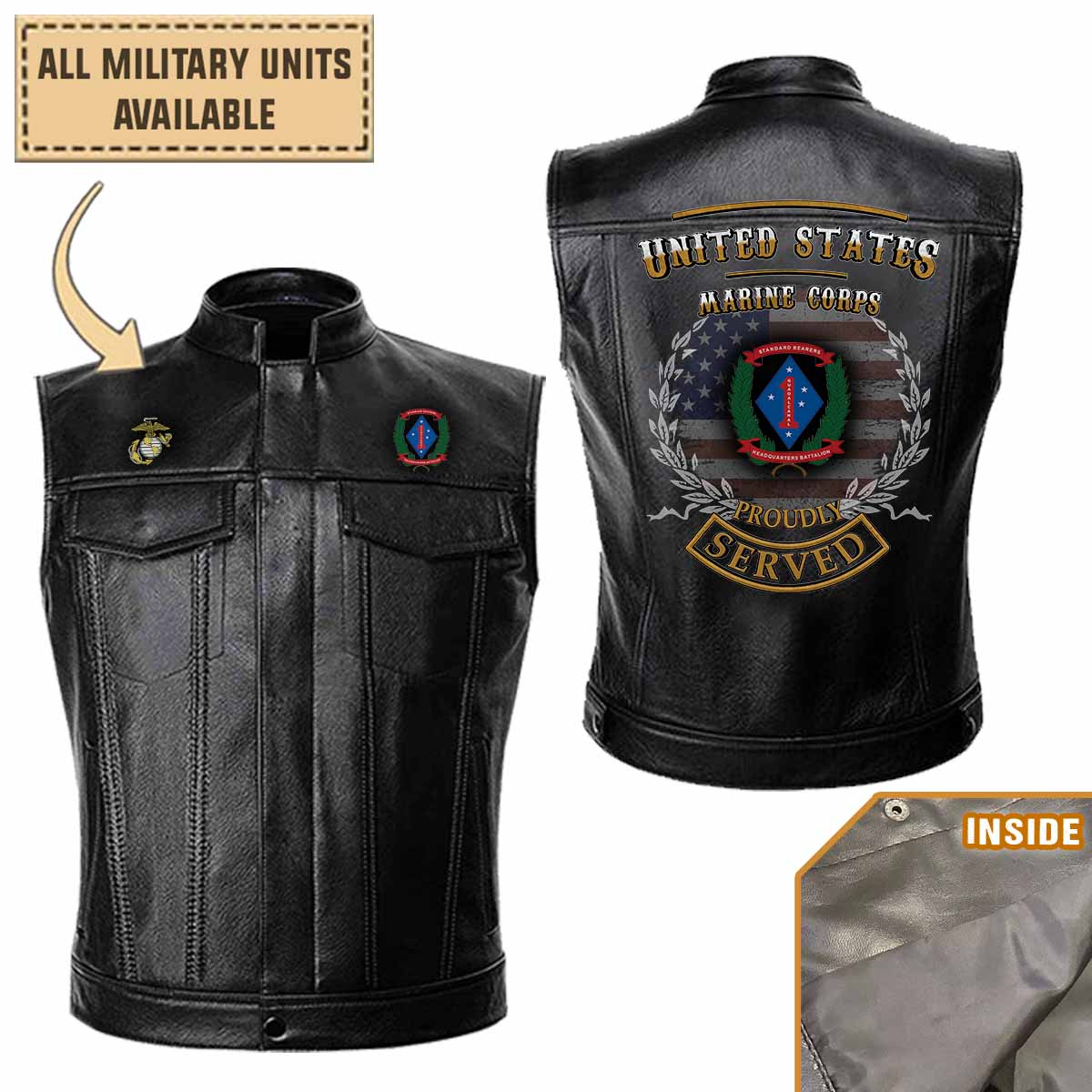 Headquarters Battalion 1st Marine Division_Military Leather Jacket and Vest