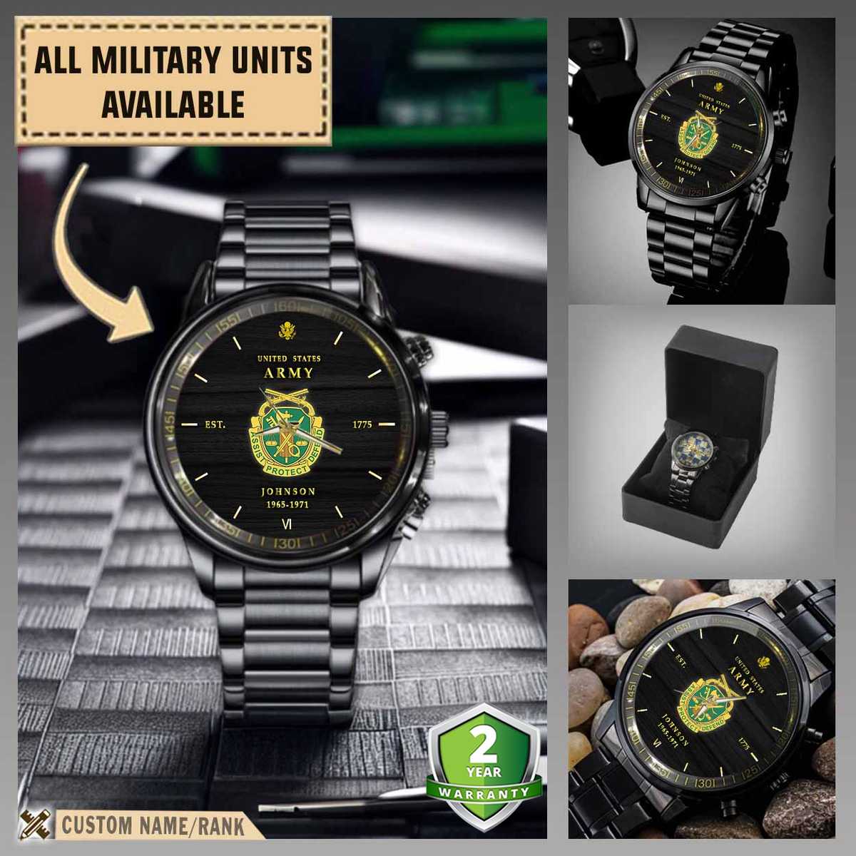 US Army Military Police Corps (MP Corps)_Military Black Wrist Watch