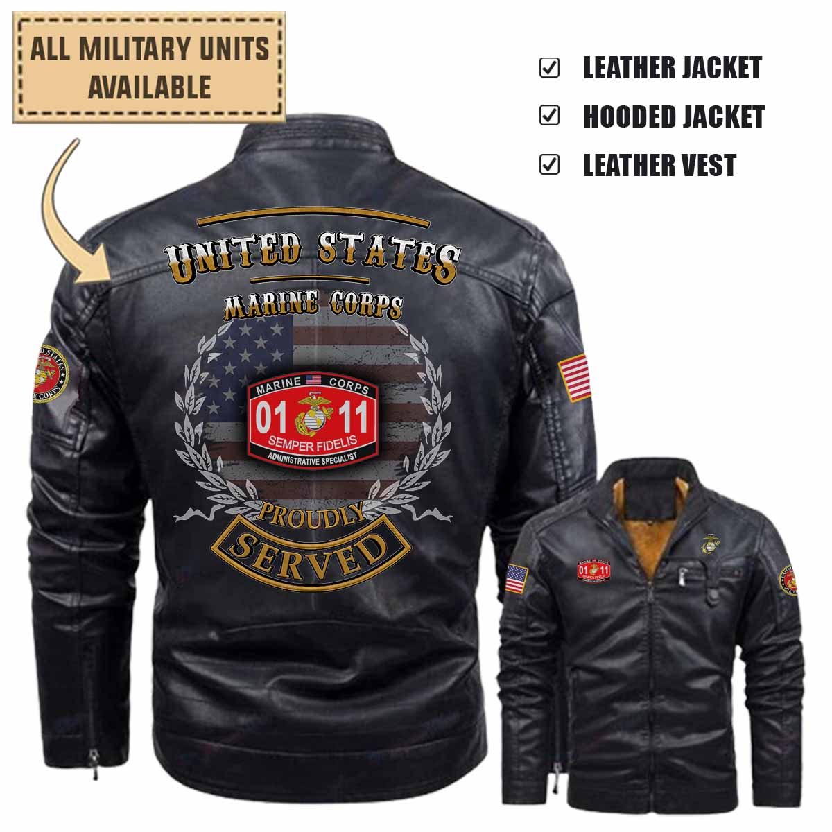 usmc mos 0111 administrative specialistleather jacket and vest
