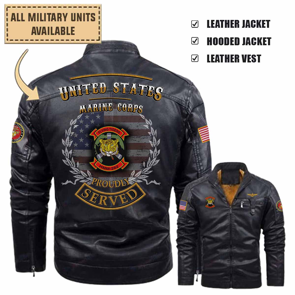 vmm 262 flying tigersleather jacket and vest