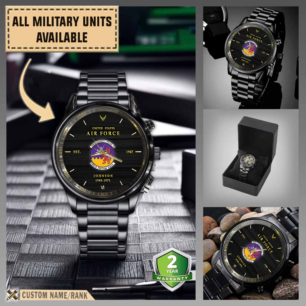 320th sps security police squadronmilitary black wrist watch bmepp