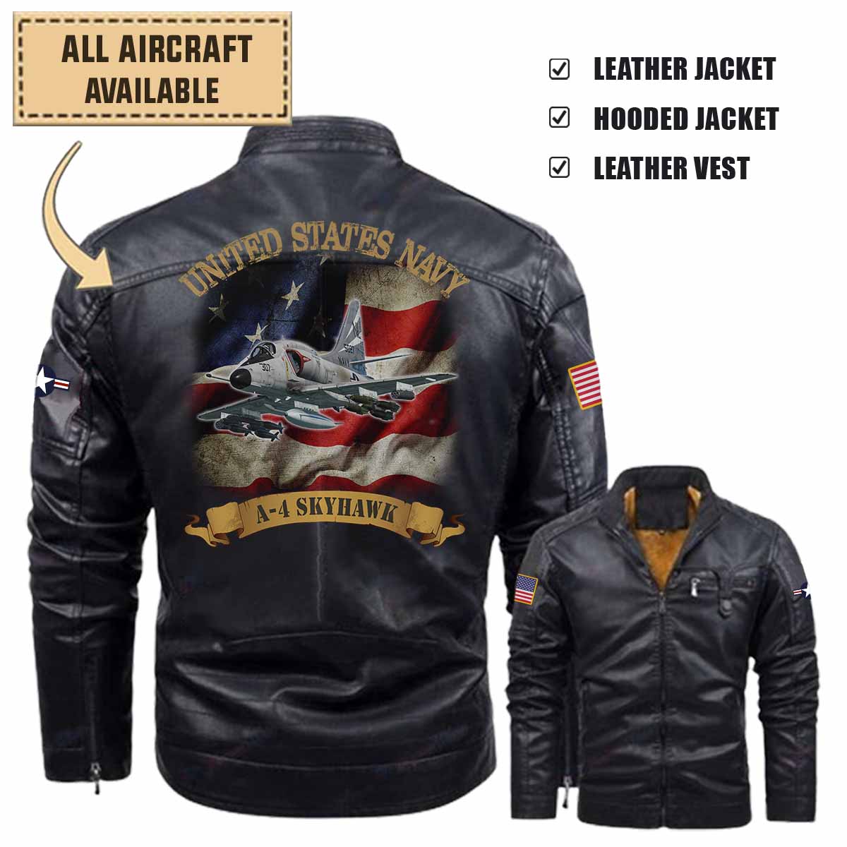 a 4 skyhawk a4 navyaircraft leather jacket and vest g8a7r