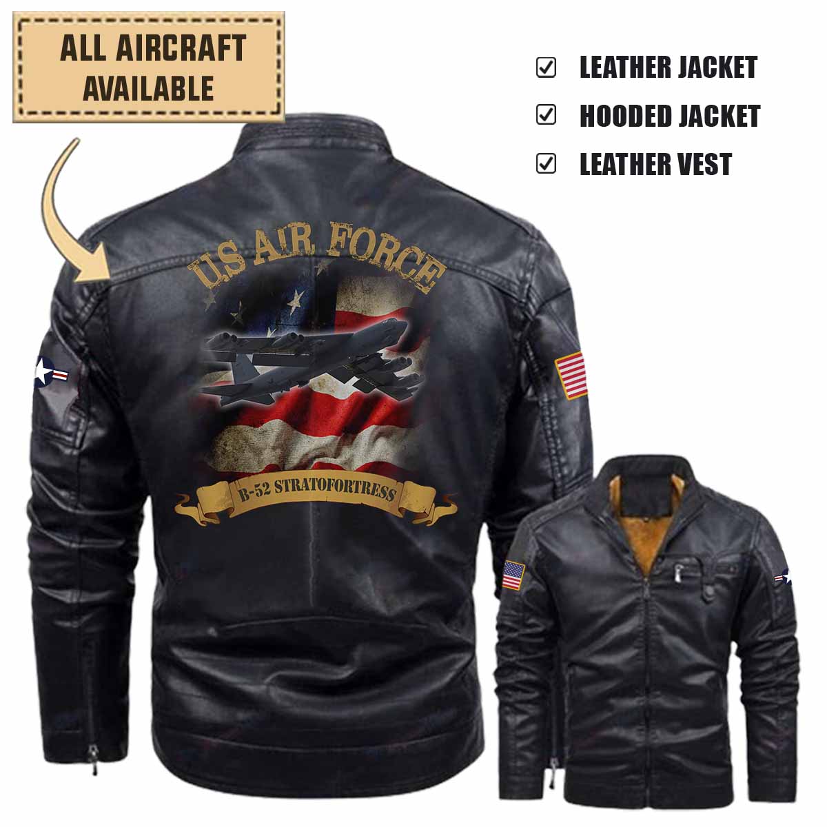 b 52 stratofortress b52 usafaircraft leather jacket and vest 5drsz