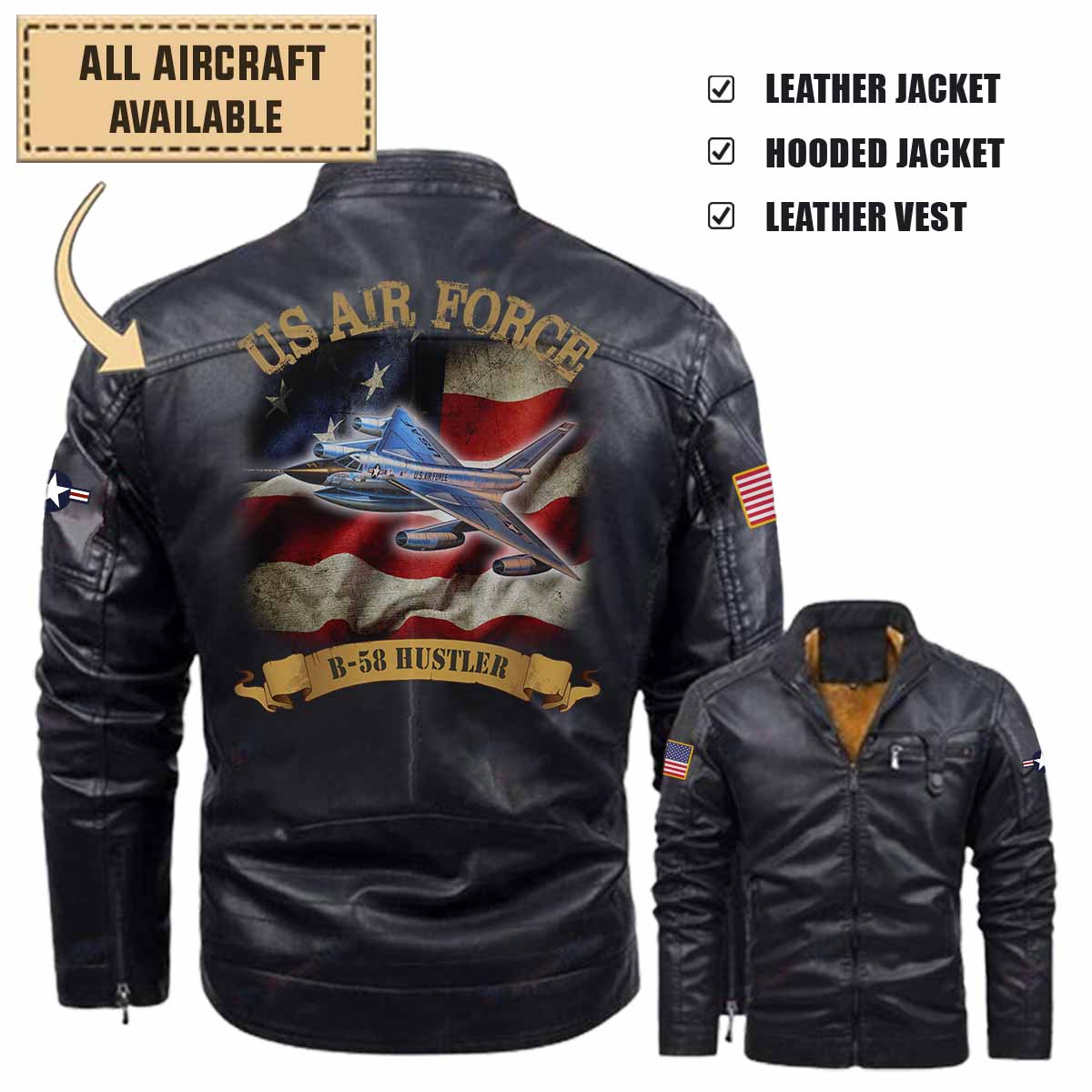 b 58 hustler b58 usafaircraft leather jacket and vest ft1p0