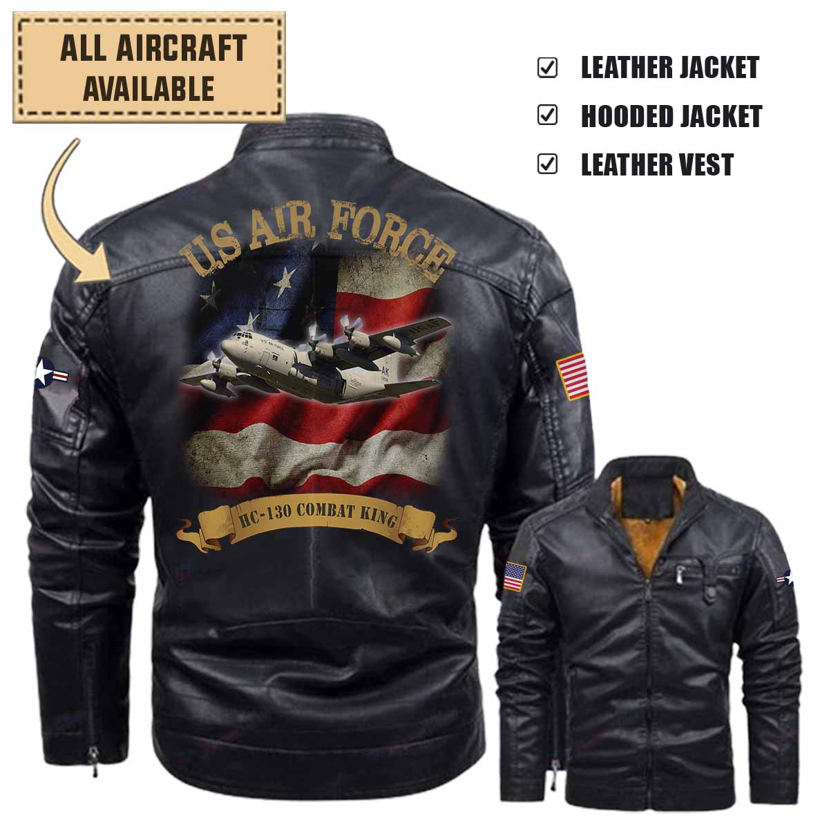 hc 130 combat king hc130 usafaircraft leather jacket and vest sa54s