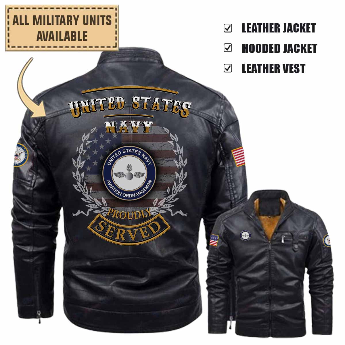 us navy aviation ordnancemen aoleather jacket and vest fdvdg