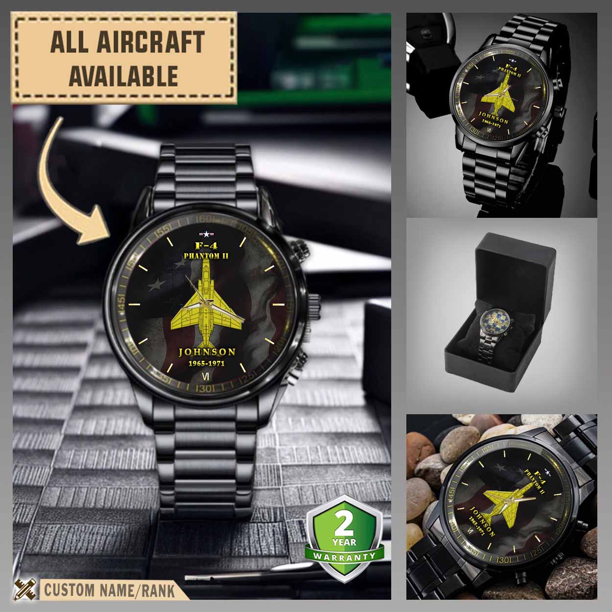 f 4 phantom ii f4aircraft black wrist watch l3w92
