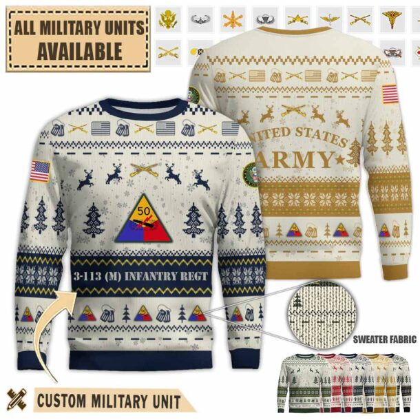 3 113 m infantry regiment 50th adpremium ugly sweater fntzl