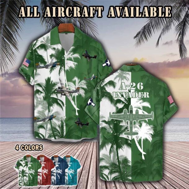 a 26 invader a26aircraft palm tree pocket hawaiian shirt etk9b