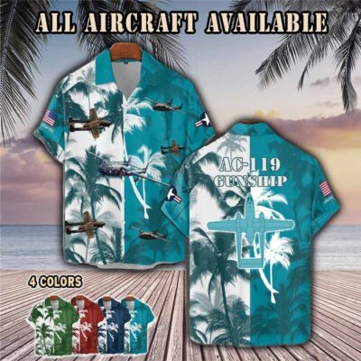 ac 119 gunship ac119aircraft palm tree pocket hawaiian shirt fuq4t