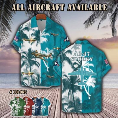 ac 47 spooky ac47aircraft palm tree pocket hawaiian shirt d6hep