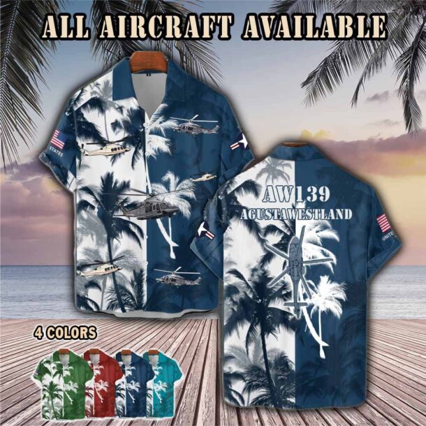agustawestland aw139aircraft palm tree pocket hawaiian shirt p1j7t