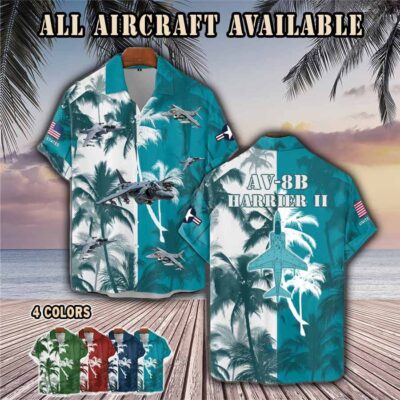 av 8b harrier ii av8baircraft palm tree pocket hawaiian shirt 0zcq0