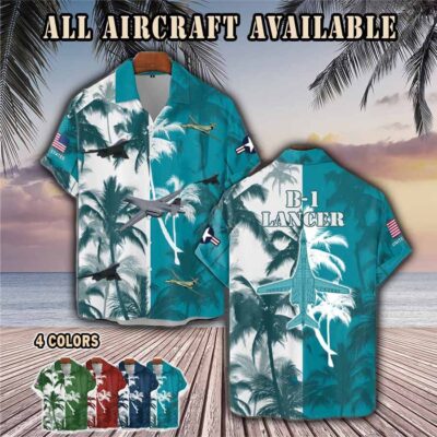 b 1 lancer b1aircraft palm tree pocket hawaiian shirt cqht7