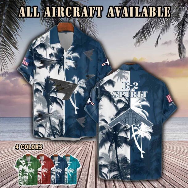 b 2 spirit b2aircraft palm tree pocket hawaiian shirt pq253