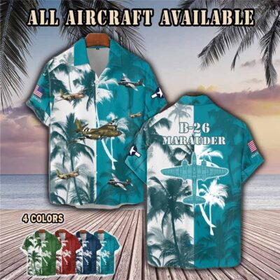 b 26 marauder b26aircraft palm tree pocket hawaiian shirt hjaaw