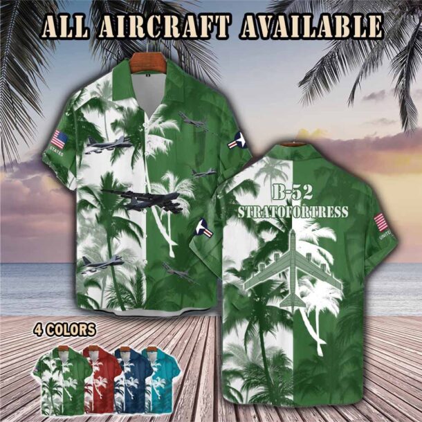 b 52 stratofortress b52aircraft palm tree pocket hawaiian shirt etrmw