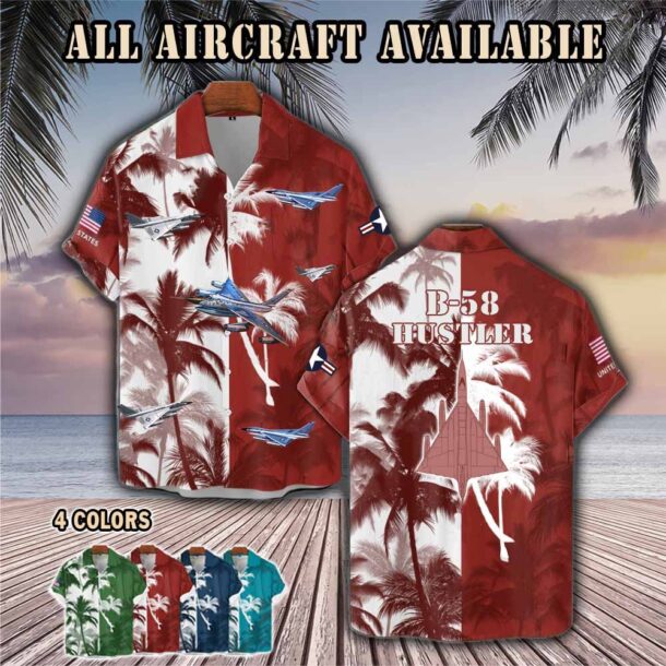 b 58 hustler b58aircraft palm tree pocket hawaiian shirt euysr