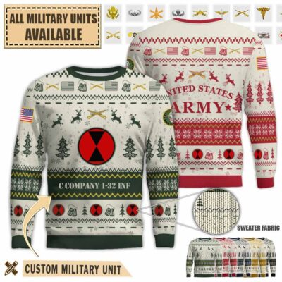 c company 1 32 infantry 7th idpremium ugly sweater rh1uk