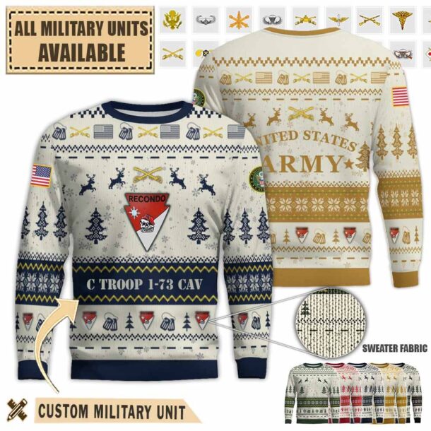 c troop 1 73 cavpremium ugly sweater hork2