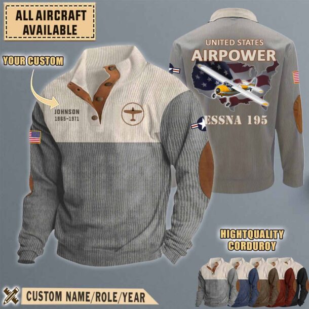 cessna 195aircraft stand collar sweatshirt 439s3