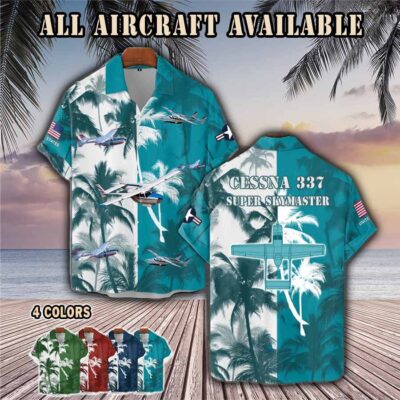 cessna 337 super skymasteraircraft palm tree pocket hawaiian shirt 6uu19