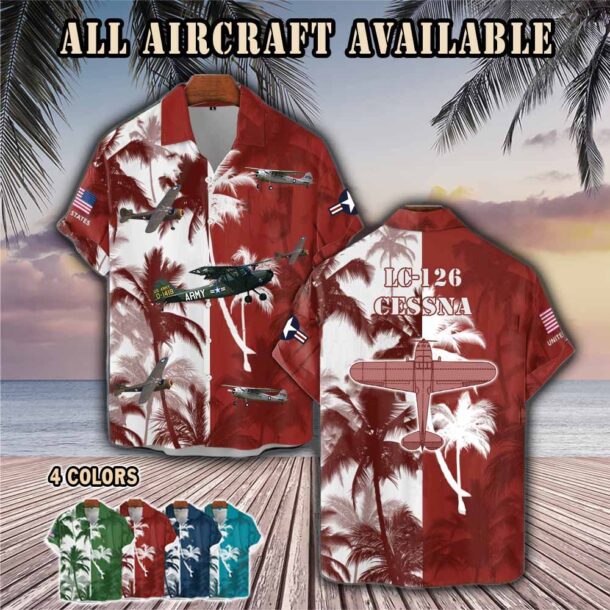 cessna lc 126 lc126aircraft palm tree pocket hawaiian shirt xvrgl