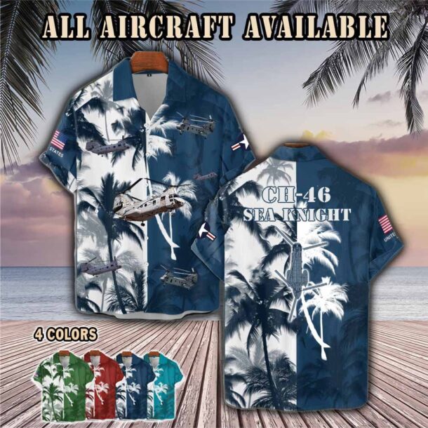 ch 46 sea knight ch46aircraft palm tree pocket hawaiian shirt uoqb5
