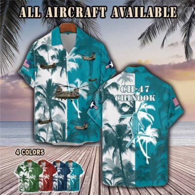 ch 47 chinook ch47aircraft palm tree pocket hawaiian shirt yrlpe