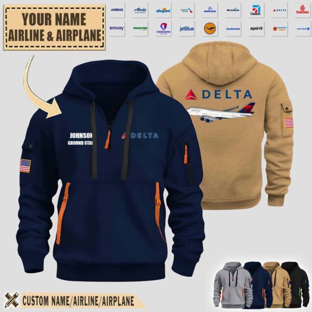 custom us airlinepremium quarter zip hoodie ofjw9
