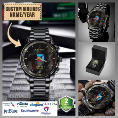 custom us airlinesblack wrist watch 17xdy