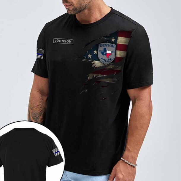 denton police officers txquarter zip hoodie aop polo tshirt t0xfp