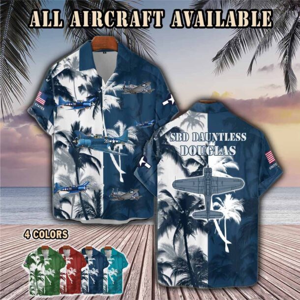 douglas sbd dauntlessaircraft palm tree pocket hawaiian shirt mp28y