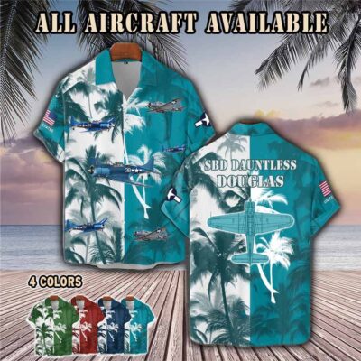 douglas sbd dauntlessaircraft palm tree pocket hawaiian shirt or4bv