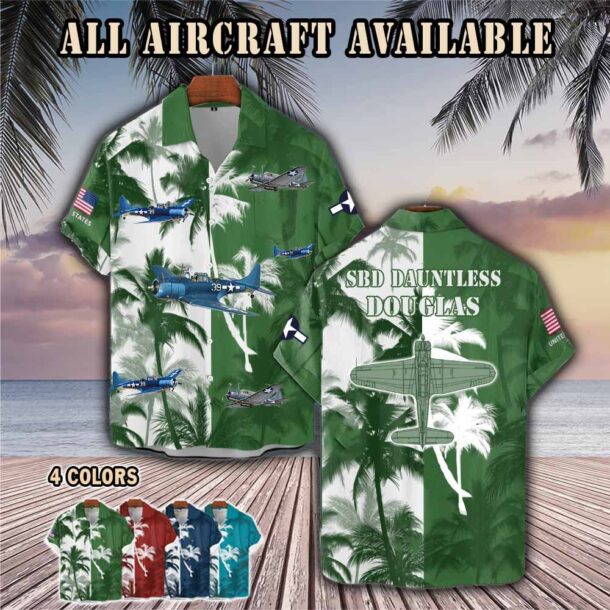 douglas sbd dauntlessaircraft palm tree pocket hawaiian shirt rzx84