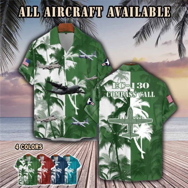 ec 130 compass call ec130j ec130h ec130eaircraft palm tree pocket hawaiian shirt 5nvkf