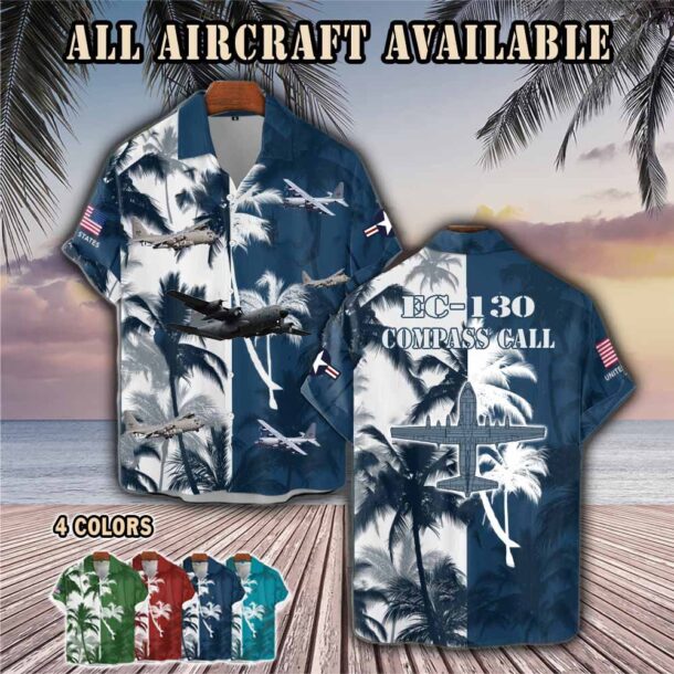 ec 130 compass call ec130j ec130h ec130eaircraft palm tree pocket hawaiian shirt qllwr