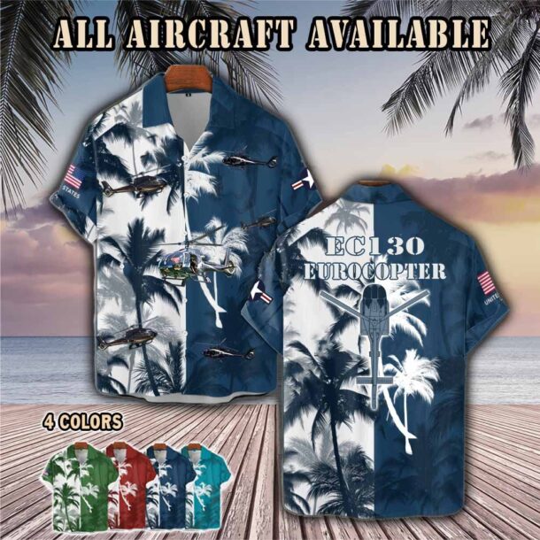 eurocopter ec130aircraft palm tree pocket hawaiian shirt 8w5gc
