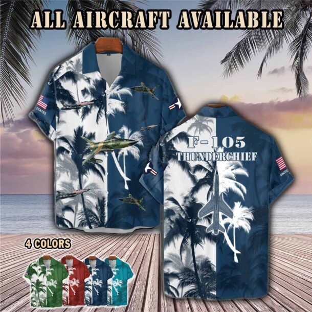 f 105 thunderchief f105aircraft palm tree pocket hawaiian shirt 7mud1