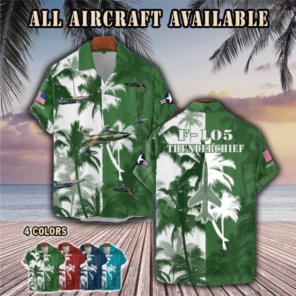 f 105 thunderchief f105aircraft palm tree pocket hawaiian shirt jrqx4