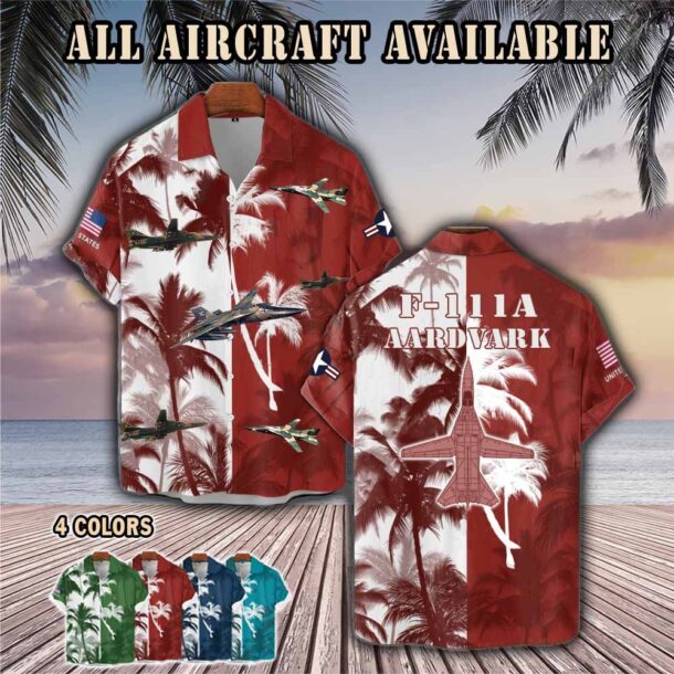 f 111a aardvark vietnam war f111aaircraft palm tree pocket hawaiian shirt lt53y