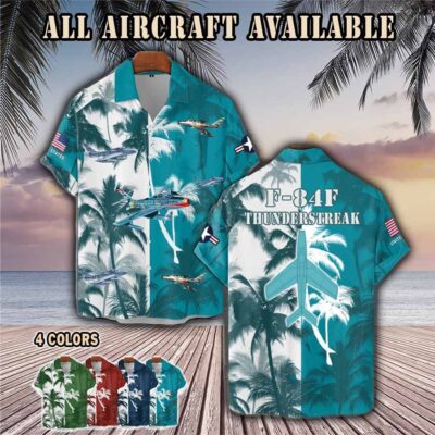f 84f thunderstreak f84faircraft palm tree pocket hawaiian shirt ub469