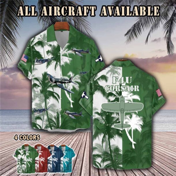 f4u corsairaircraft palm tree pocket hawaiian shirt 7qt3d